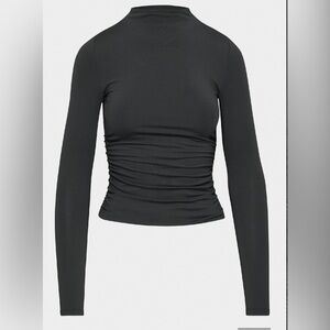Aritzia Contour Ruched Mockneck Longsleeve in Black- Large